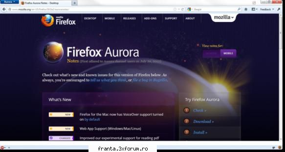 aurora este numele de cod pentru foarte timpuriu alpha dintre cele mai noi versiuni lucreaza din
