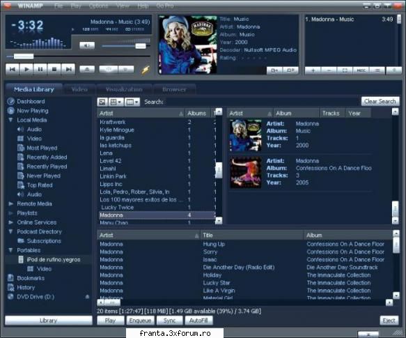 winamp este folosit cel mai des pentru redarea melodiilor cu extensiile mp3, wav, mid şi mod,